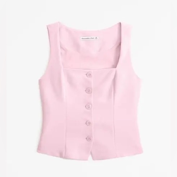 Abercrombie & Fitch Tops - Abercrombie and Fitch Pink Mara Tailored Vest Squareneck Set Top size Small